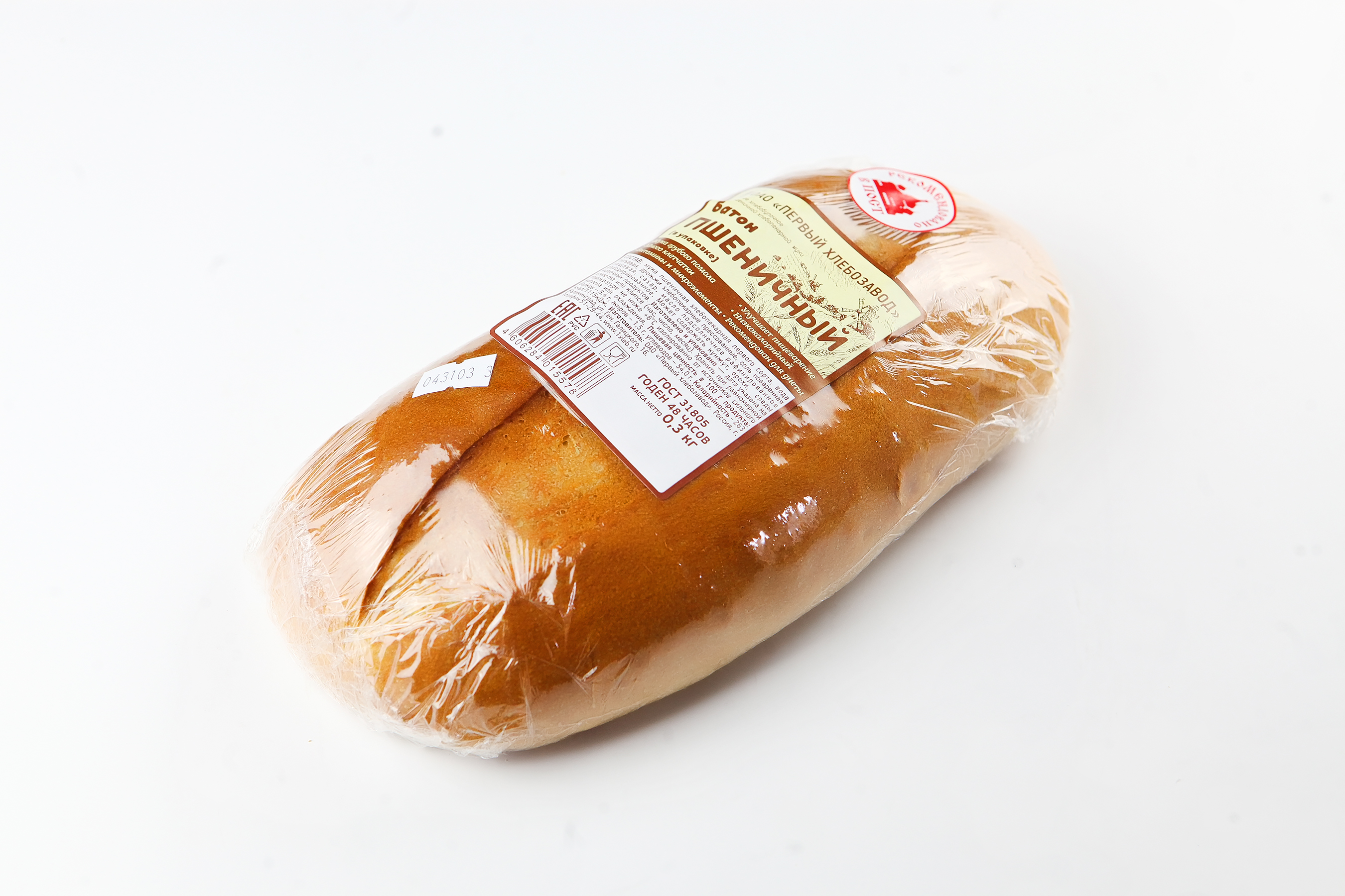 картинка Батон Пшеничный 300 г (упакованный) от Первого хлебозавода