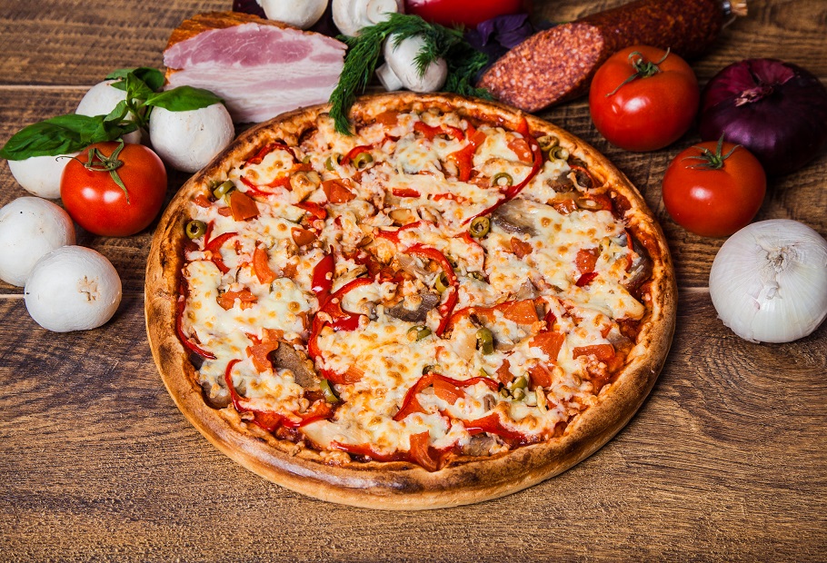 картинка Пицца с окороком, грибами, сыром и паприкой  от Первого хлебозавода